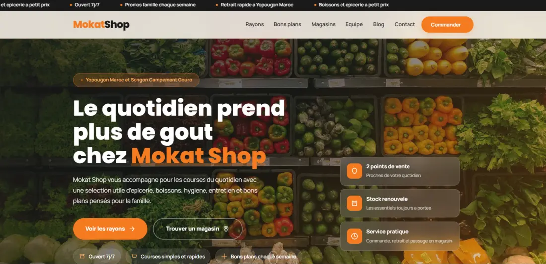 Site web Mokat Shop réalisé par SOCAF